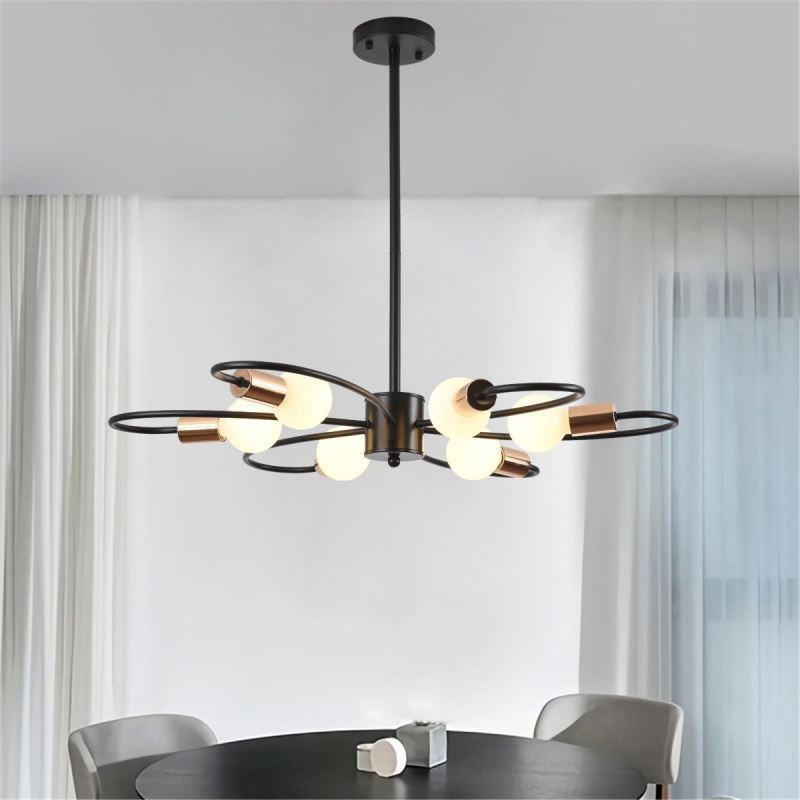 Lampadario rustico a sospensione 6 luci petali classici ferro E26/E27 78×9 cm