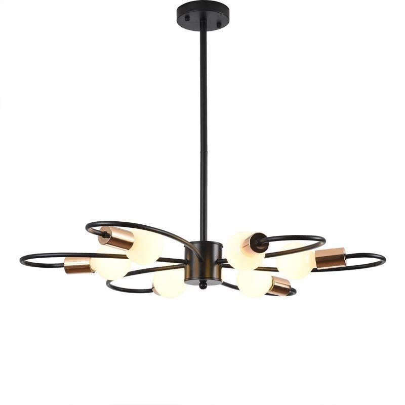 Lampadario rustico a sospensione 6 luci petali classici ferro E26/E27 78×9 cm
