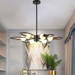 Lampadario rustico a sospensione 6 luci petali classici ferro E26/E27 78×9 cm