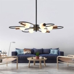 Lampadario rustico a sospensione 6 luci petali classici ferro E26/E27 78×9 cm