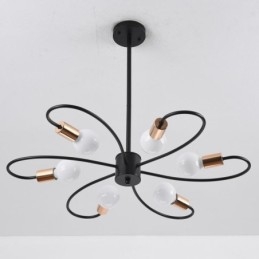 Lampadario rustico a sospensione 6 luci petali classici ferro E26/E27 78×9 cm