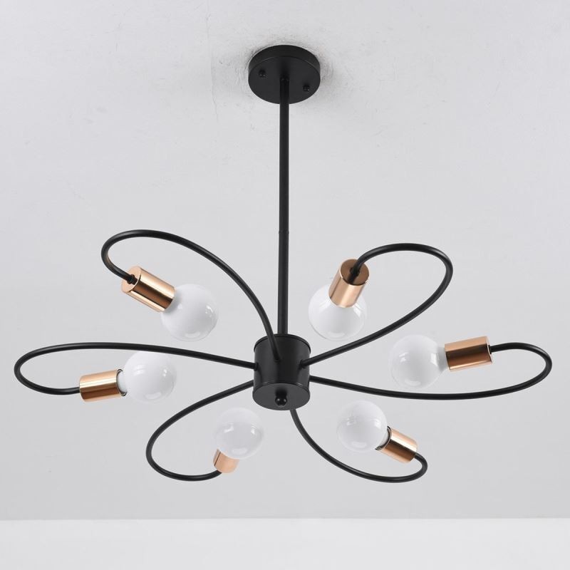 Lampadario rustico a sospensione 6 luci petali classici ferro E26/E27 78×9 cm
