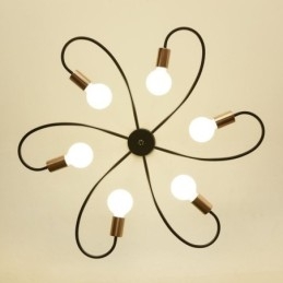 Lampadario rustico a sospensione 6 luci petali classici ferro E26/E27 78×9 cm