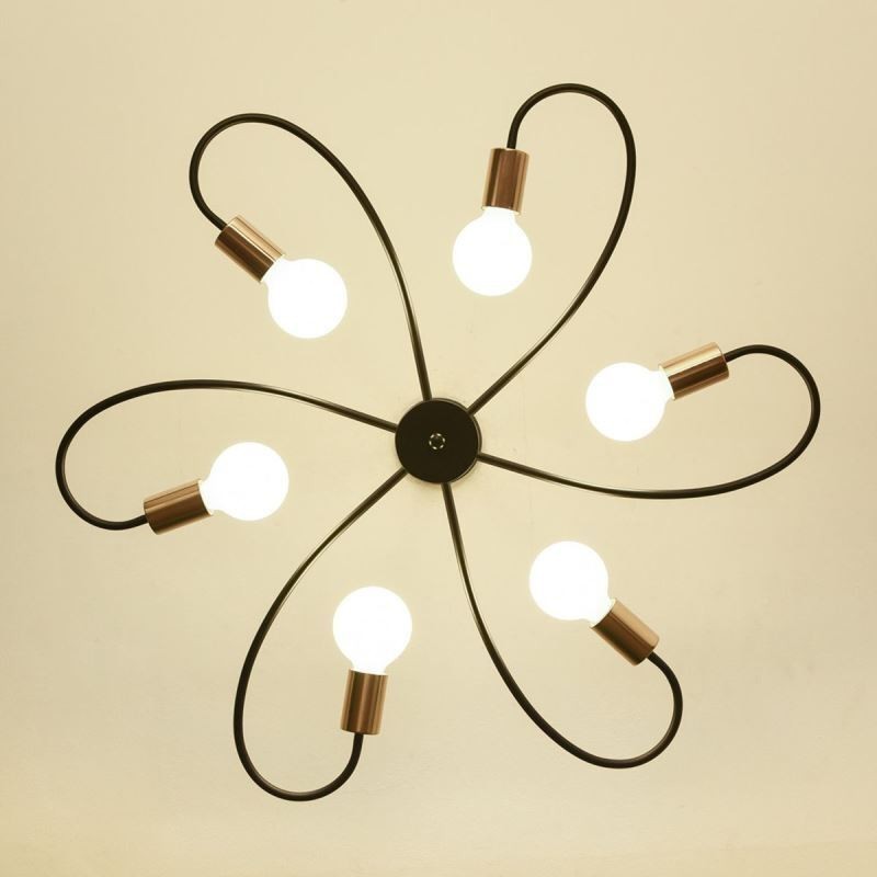 Lampadario rustico a sospensione 6 luci petali classici ferro E26/E27 78×9 cm