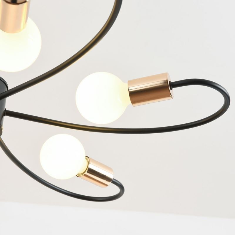 Lampadario rustico a sospensione 6 luci petali classici ferro E26/E27 78×9 cm