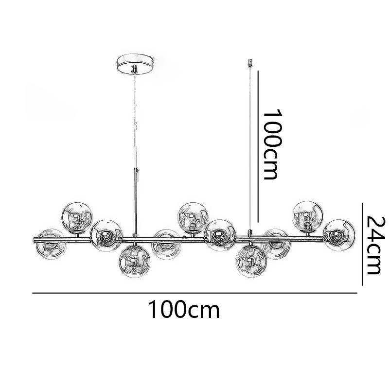 Lampada a sospensione Magic Beans in vetro, 11 luci, 100 x 24 cm