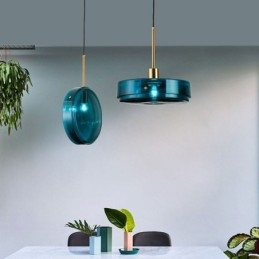Lampada a sospensione in vetro rotondo minimalista moderna in ferro battuto