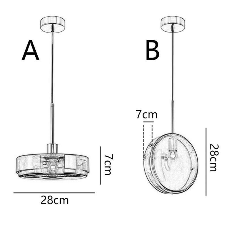 Lampada a sospensione in vetro rotondo minimalista moderna in ferro battuto