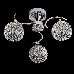 Lampada a sospensione a filo moderna in metallo elettroplaccato con cristalli, 3 lampadine E12/E14, 40 cm
