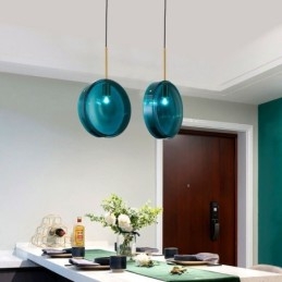 Lampada a sospensione in vetro rotondo minimalista moderna in ferro battuto