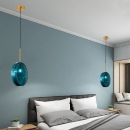 Lampada a sospensione in vetro rotondo minimalista moderna in ferro battuto