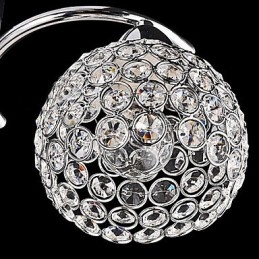 Lampada a sospensione a filo moderna in metallo elettroplaccato con cristalli, 3 lampadine E12/E14, 40 cm