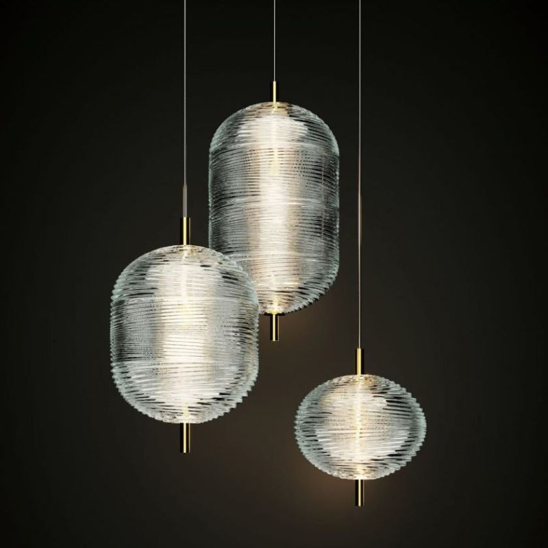Lampada a sospensione moderna Water Ripple in ferro e acrilico