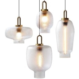 Lampada a sospensione in vetro smerigliato con struttura in ferro, moderna e minimalista