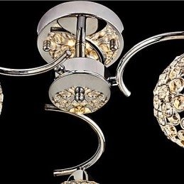 Lampada a sospensione a filo moderna in metallo elettroplaccato con cristalli, 3 lampadine E12/E14, 40 cm