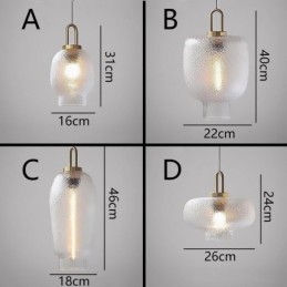 Lampada a sospensione in vetro smerigliato con struttura in ferro, moderna e minimalista