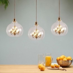 Lampada a sospensione moderna minimalista in ferro e vetro 9 luci