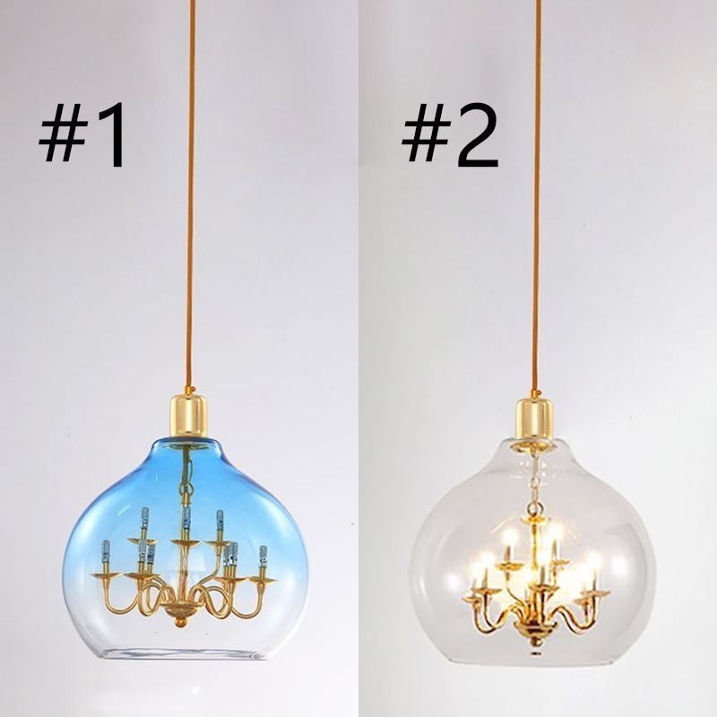 Lampada a sospensione moderna minimalista in ferro e vetro 9 luci