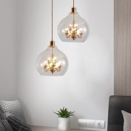 Lampada a sospensione moderna minimalista in ferro e vetro 9 luci