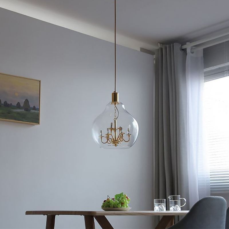 Lampada a sospensione moderna minimalista in ferro e vetro 9 luci