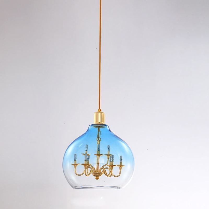 Lampada a sospensione moderna minimalista in ferro e vetro 9 luci