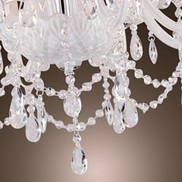 Lampadario moderno in cristallo bianco per soggiorno, 8 luci