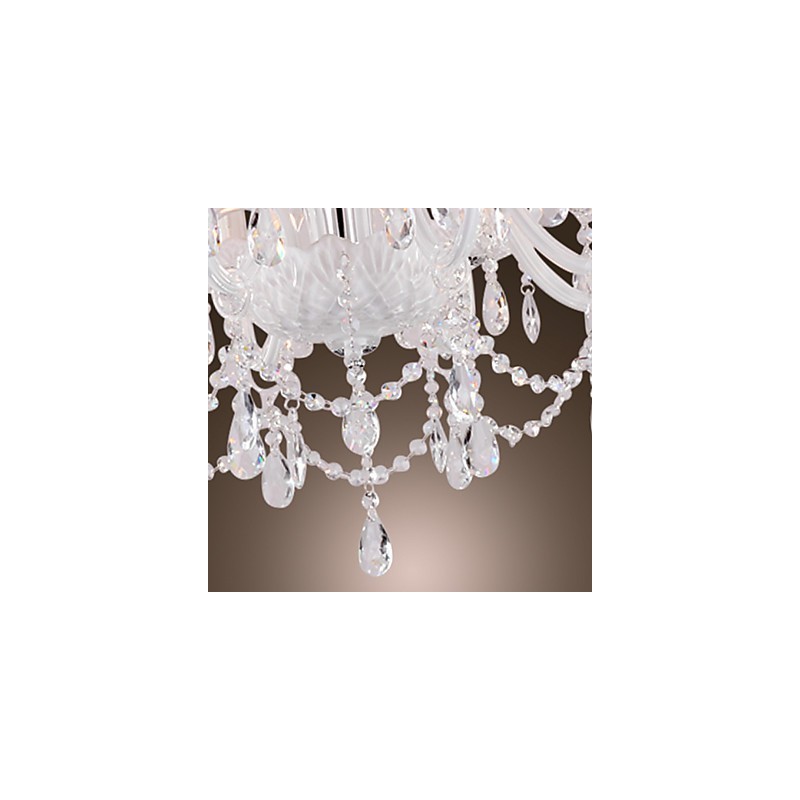 Lampadario moderno in cristallo bianco per soggiorno, 8 luci