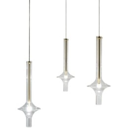 Lampada a sospensione moderna minimalista in tubo di vetro e ferro battuto