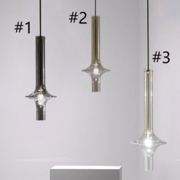 Lampada a sospensione moderna minimalista in tubo di vetro e ferro battuto