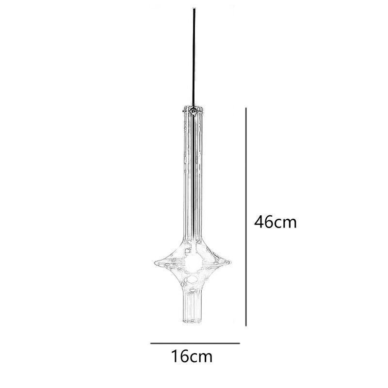 Lampada a sospensione moderna minimalista in tubo di vetro e ferro battuto