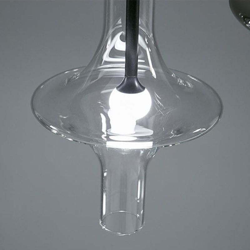 Lampada a sospensione moderna minimalista in tubo di vetro e ferro battuto