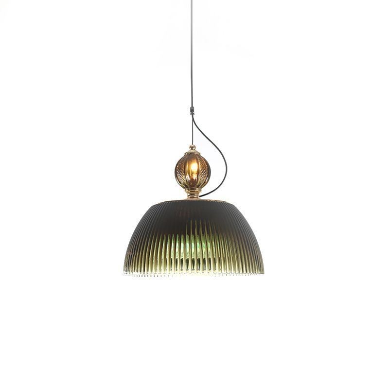 Lampada a sospensione moderna minimalista in ferro e vetro, paralume plissettato