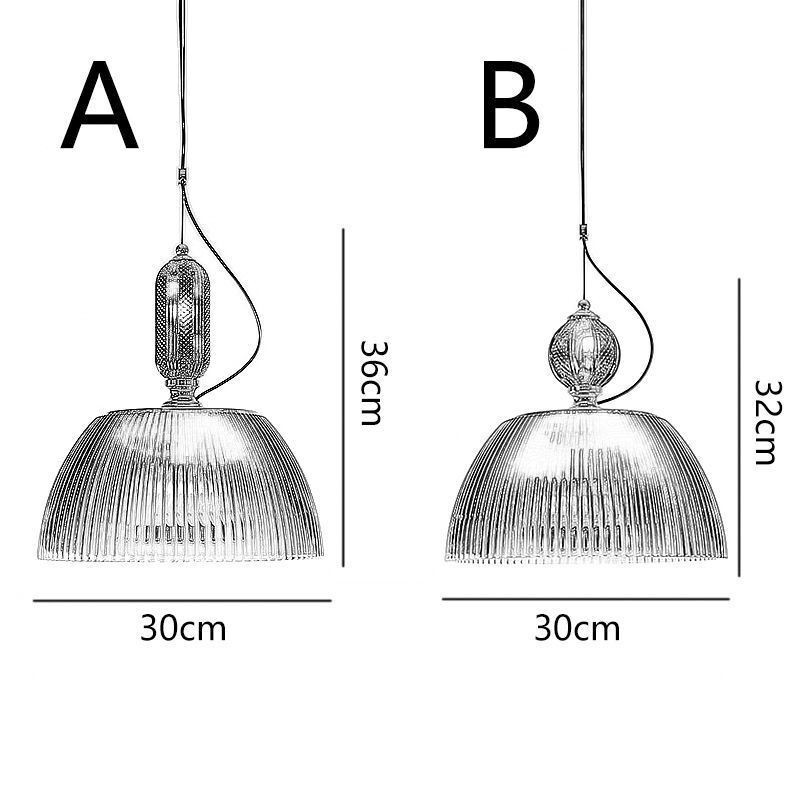 Lampada a sospensione moderna minimalista in ferro e vetro, paralume plissettato
