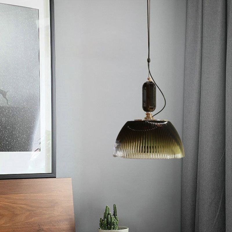 Lampada a sospensione moderna minimalista in ferro e vetro, paralume plissettato