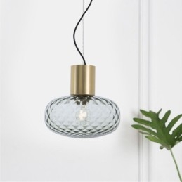 Lampada a sospensione in vetro a griglia in ferro moderna