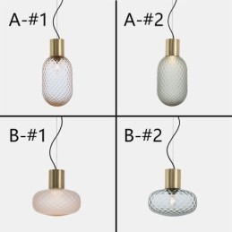 Lampada a sospensione in vetro a griglia in ferro moderna