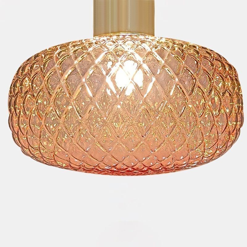 Lampada a sospensione in vetro a griglia in ferro moderna