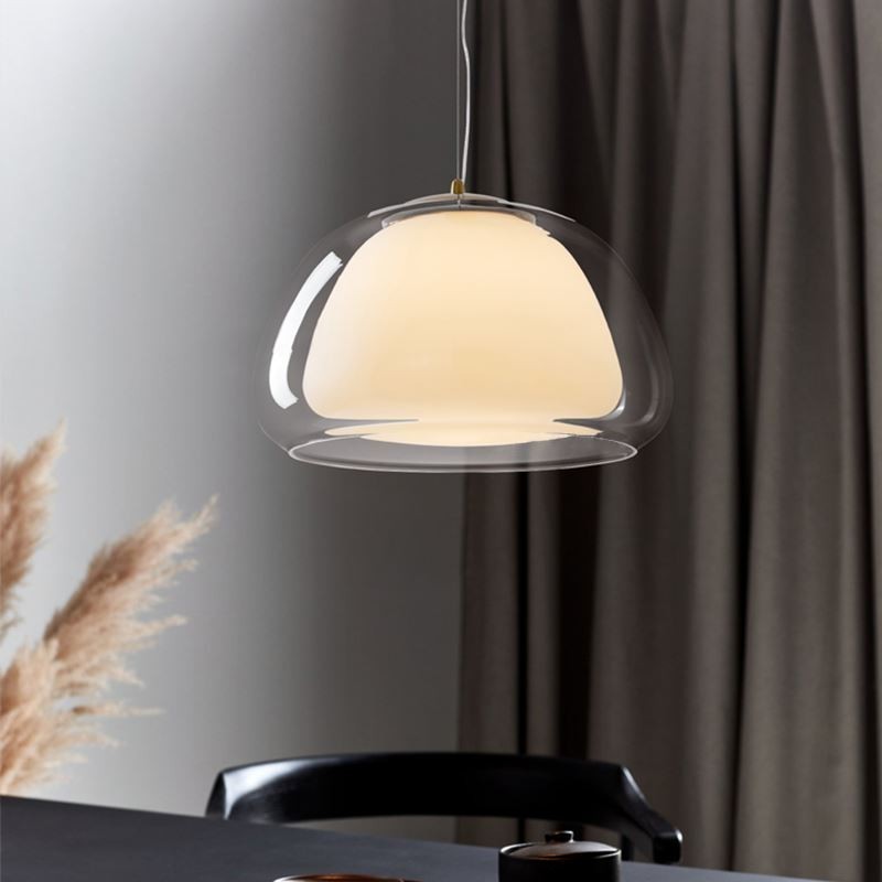 Lampada a sospensione in vetro trasparente stile moderno semplice Pudding