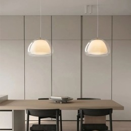 Lampada a sospensione in vetro trasparente stile moderno semplice Pudding