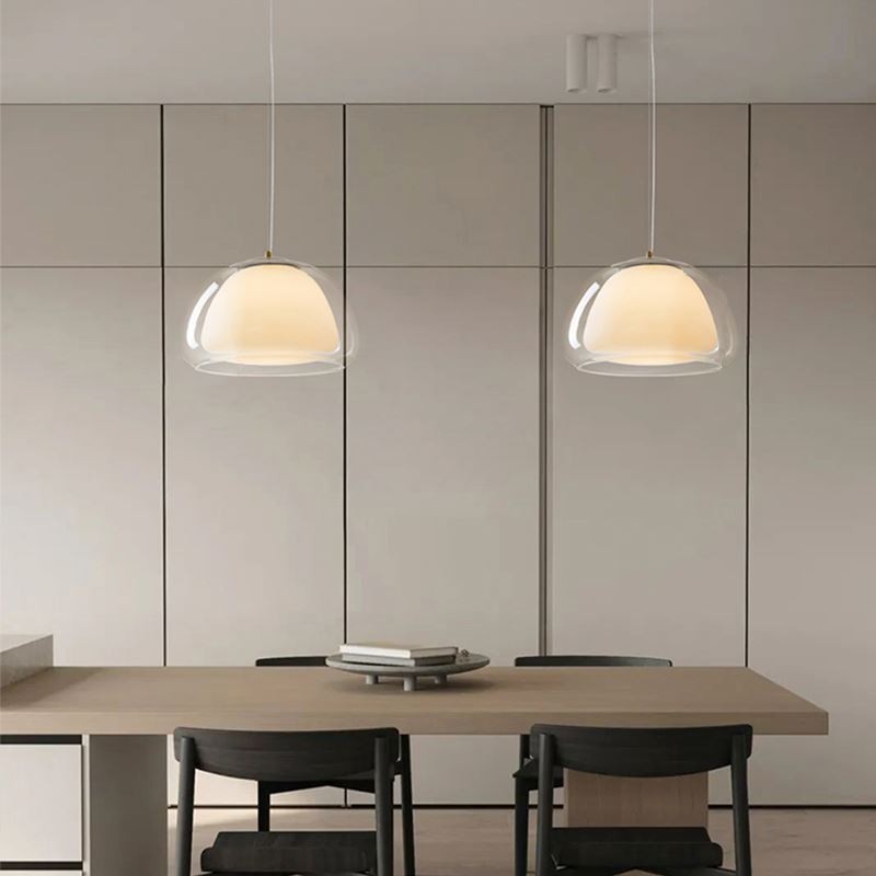 Lampada a sospensione in vetro trasparente stile moderno semplice Pudding