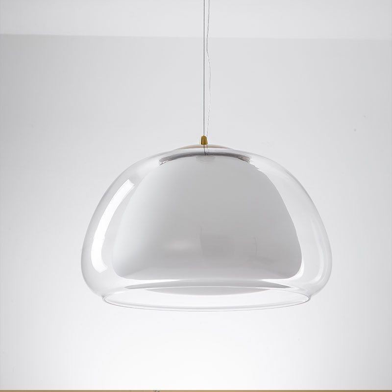 Lampada a sospensione in vetro trasparente stile moderno semplice Pudding