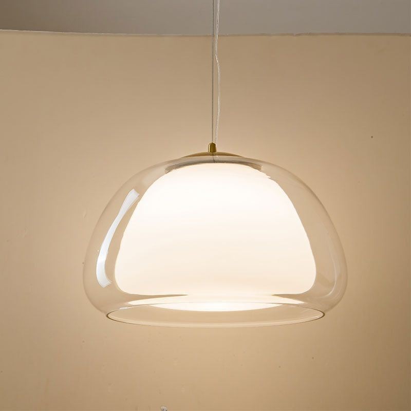 Lampada a sospensione in vetro trasparente stile moderno semplice Pudding