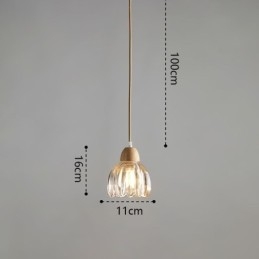 Lampada a sospensione in vetro stile pastorale retrò con supporto in legno di gomma