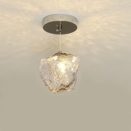 Lampada a sospensione in vetro retrò a cubo di ghiaccio
