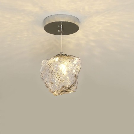 Lampada a sospensione in vetro retrò a cubo di ghiaccio