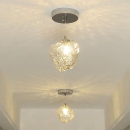 Lampada a sospensione in vetro retrò a cubo di ghiaccio