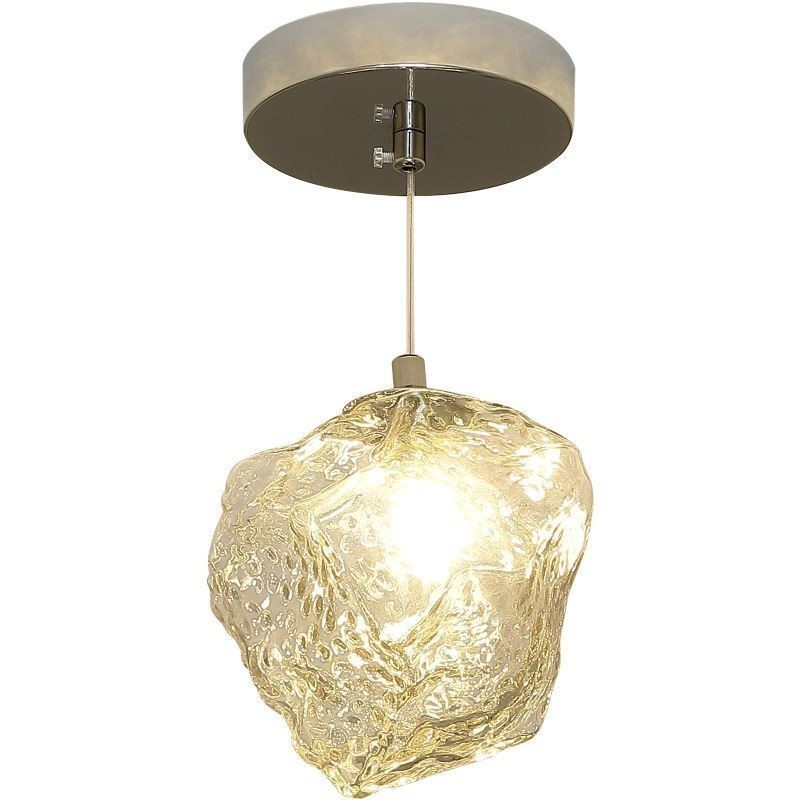 Lampada a sospensione in vetro retrò a cubo di ghiaccio