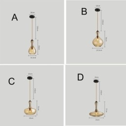 Lampada a sospensione nordica in vetro ambra