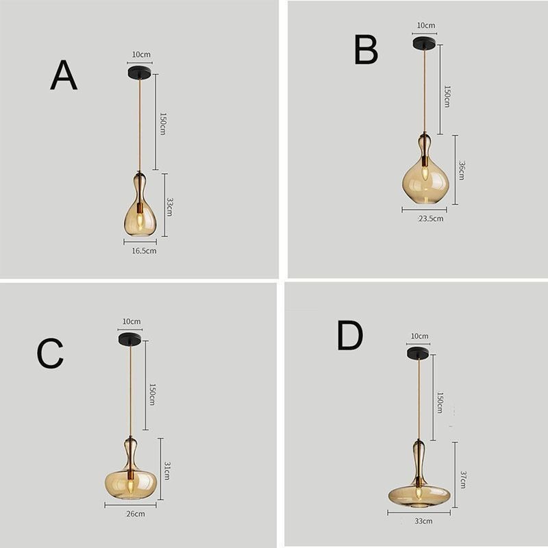 Lampada a sospensione nordica in vetro ambra