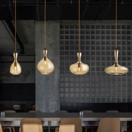 Lampada a sospensione nordica in vetro ambra